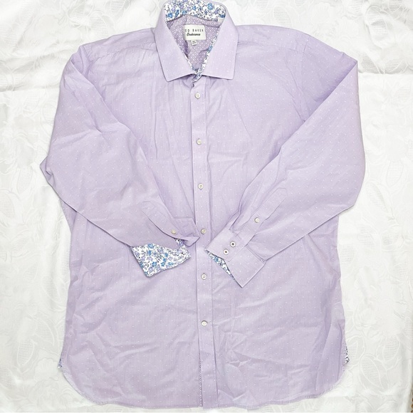 EUC Ted Baker Endurance Lavender Dress Button Down Shirt with Floral Flip Cuffs - Picture 1 of 10
